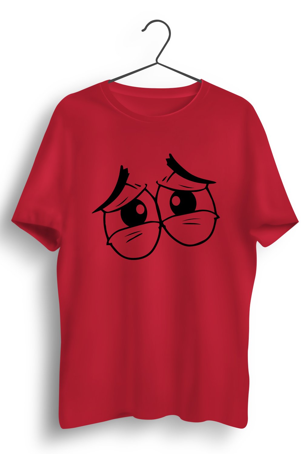 Sad Eyes Graphic Printed Red Tshirt