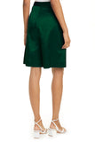 Satin Cropped Trousers Green