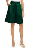 Satin Cropped Trousers Green