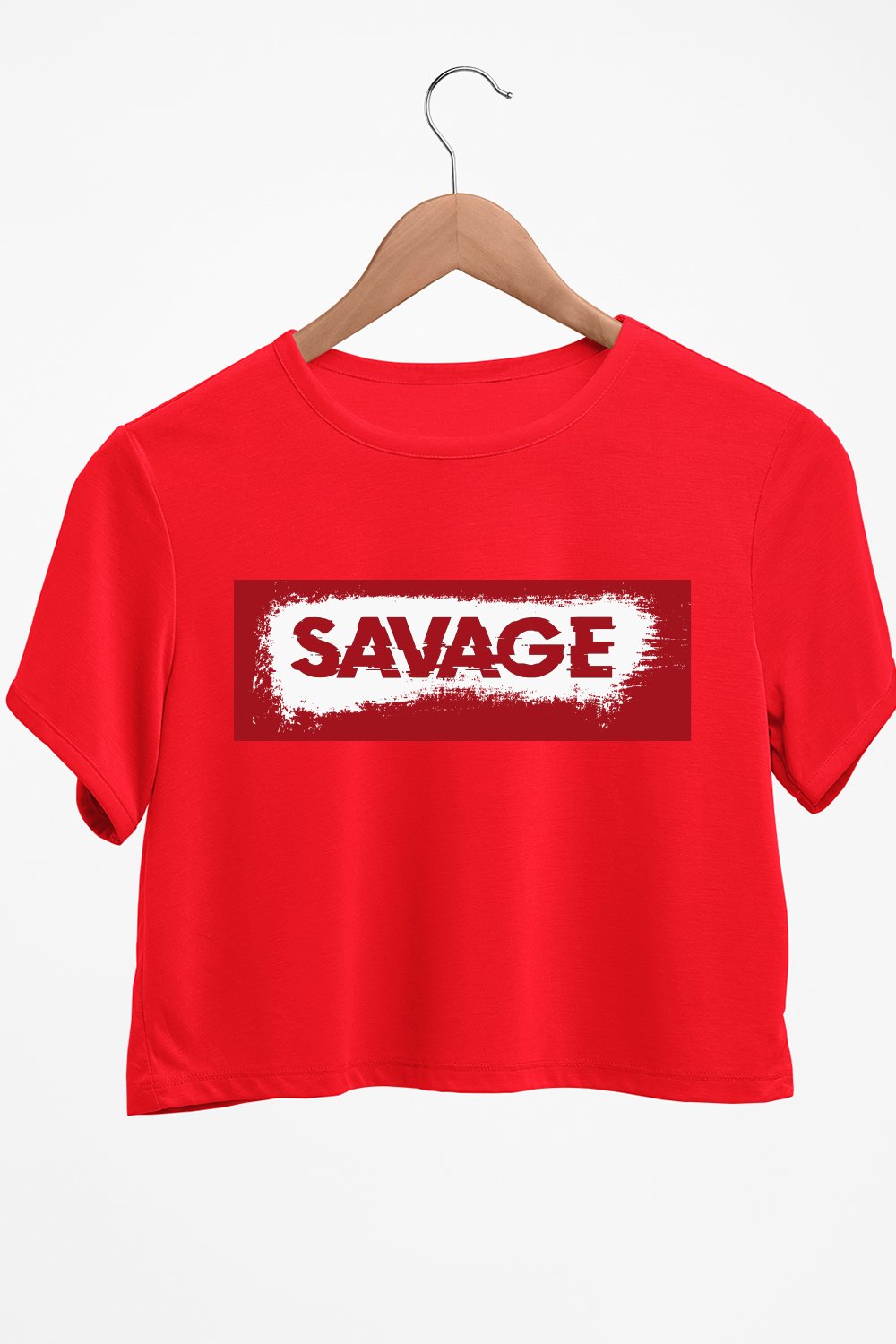 Savage Graphic Printed Red Crop Top