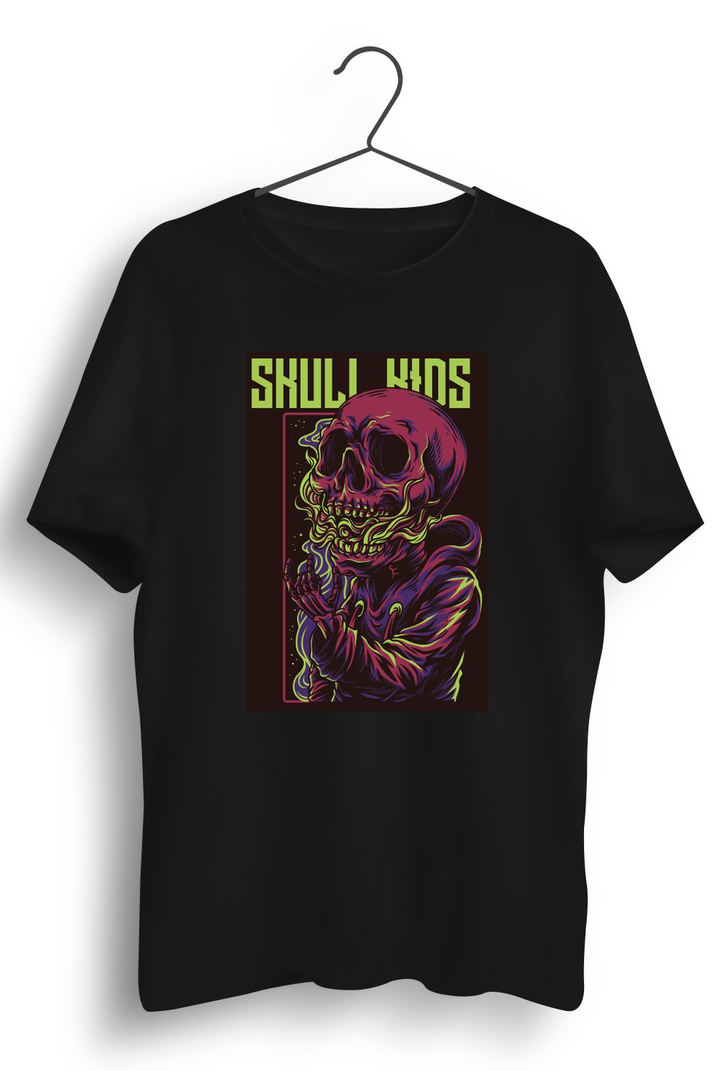Skull Kids Graphic Printed Black Tshirt