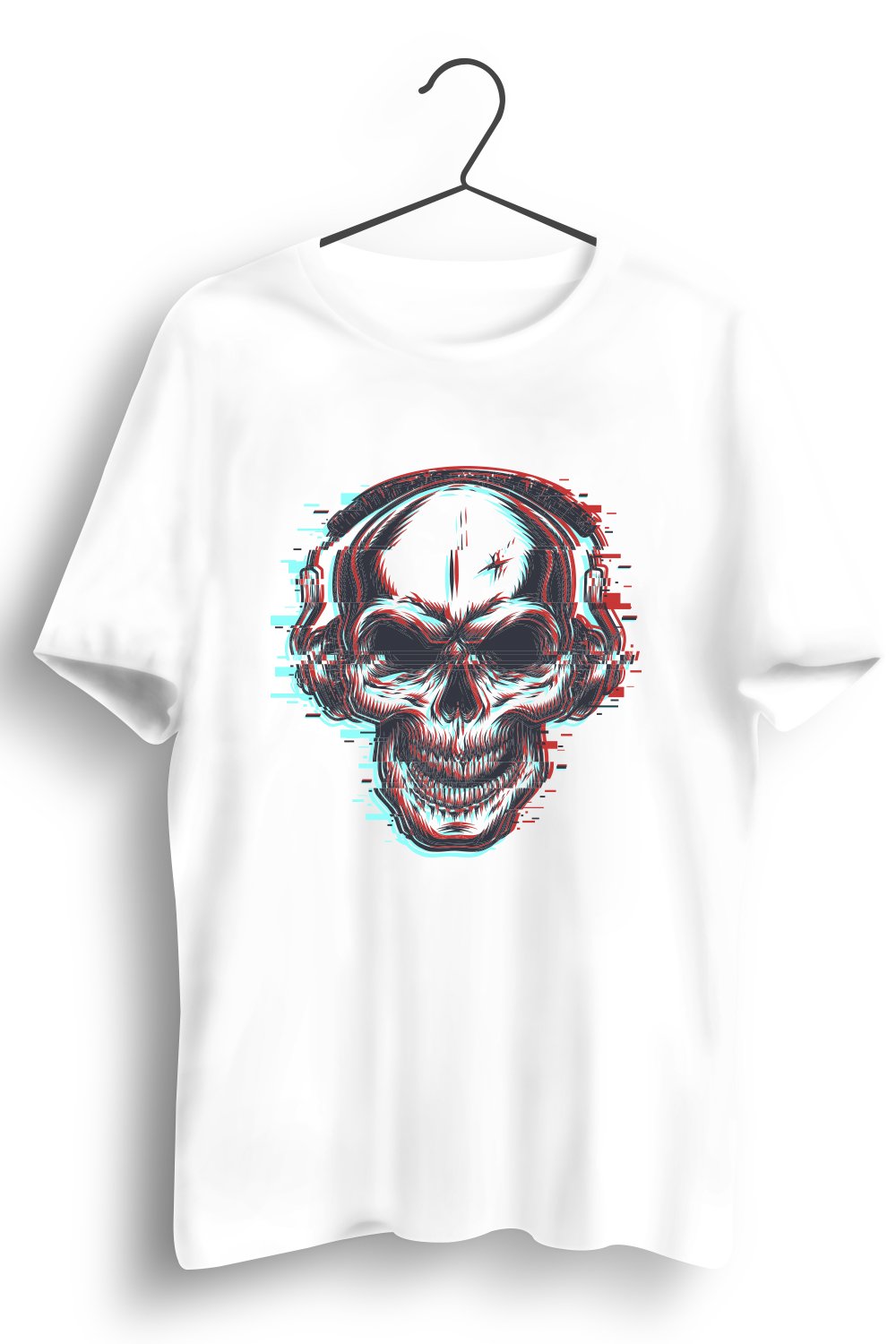 Skull Music Trance Graphic Printed White Tshirt