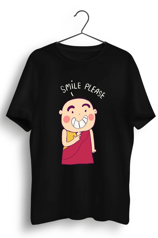 Smiling Monk Graphic Printed Black Tshirt