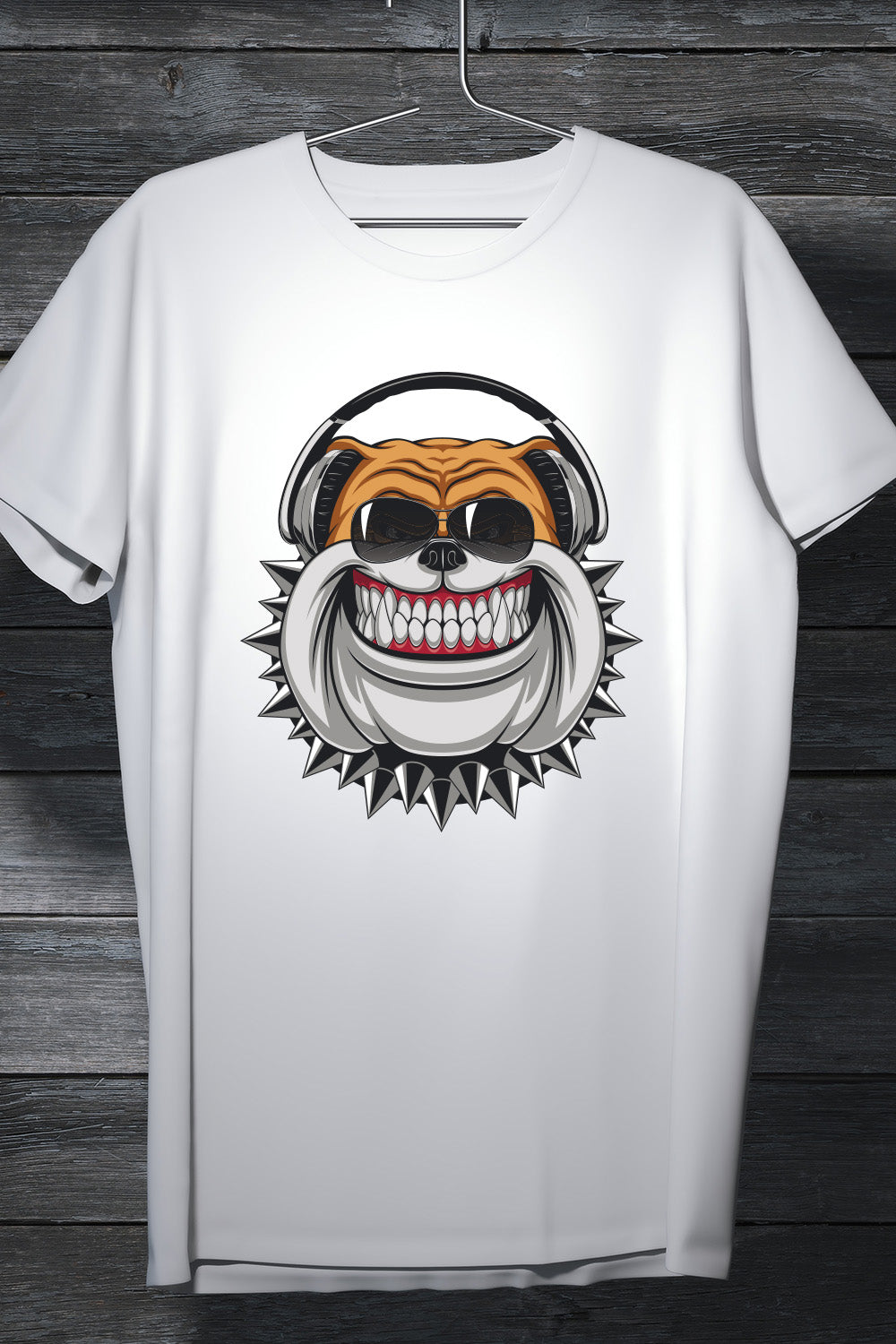 Grinning Dog with headphones and glasses White Casual Cotton Tee