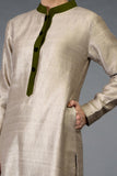 Sophia - beige kurta with contrast collar