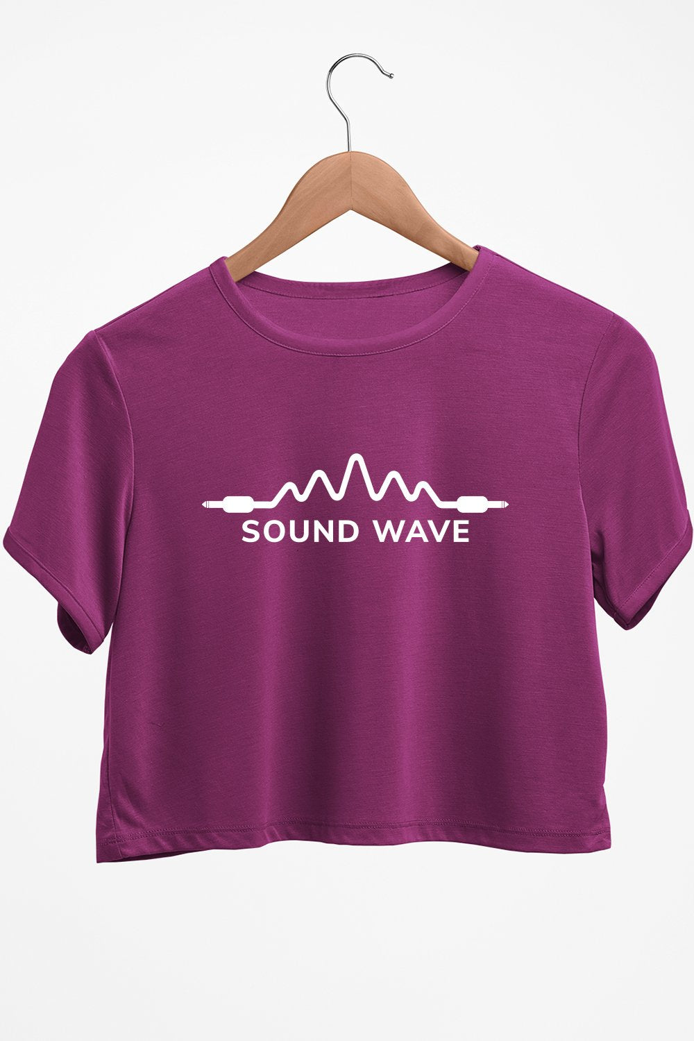 Sound Wave Graphic Printed Purple Crop Top