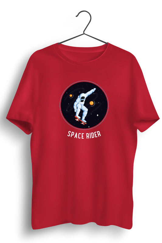 Space Rider Graphic Printed Red Tshirt