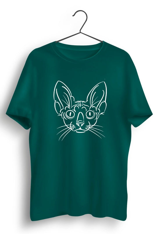 Spynx Cat Graphic Printed Green Tshirt