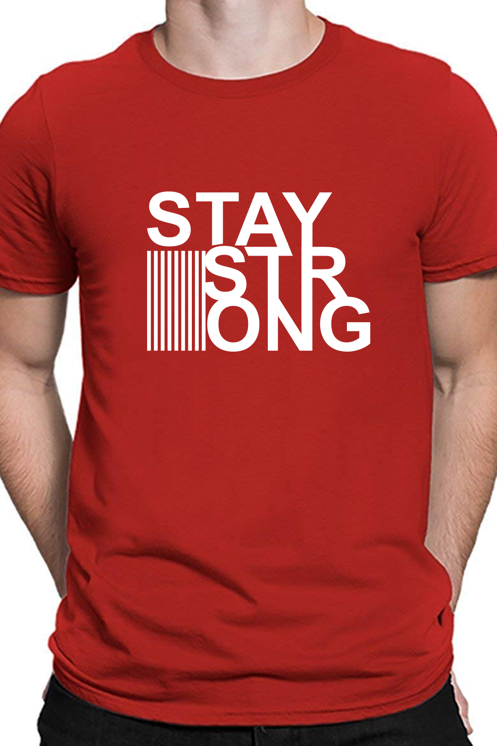 Stay Strong - Textual Font styled Red T-Shirt