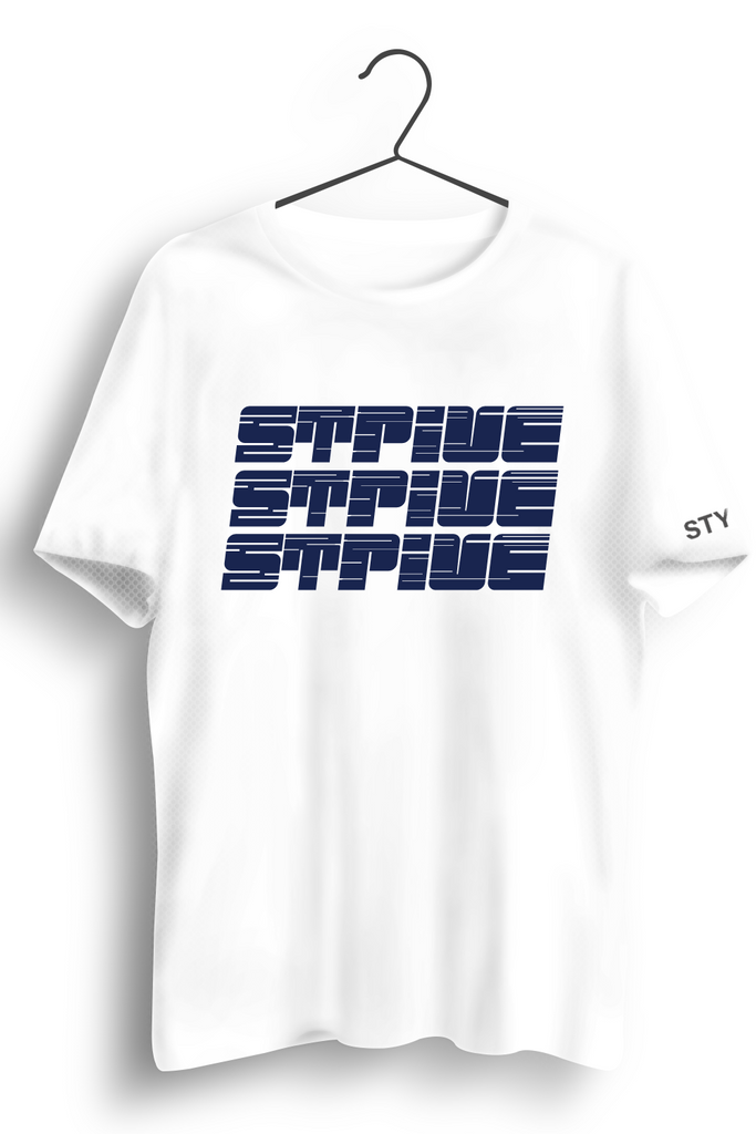 Strive Printed White Dry Fit Tee