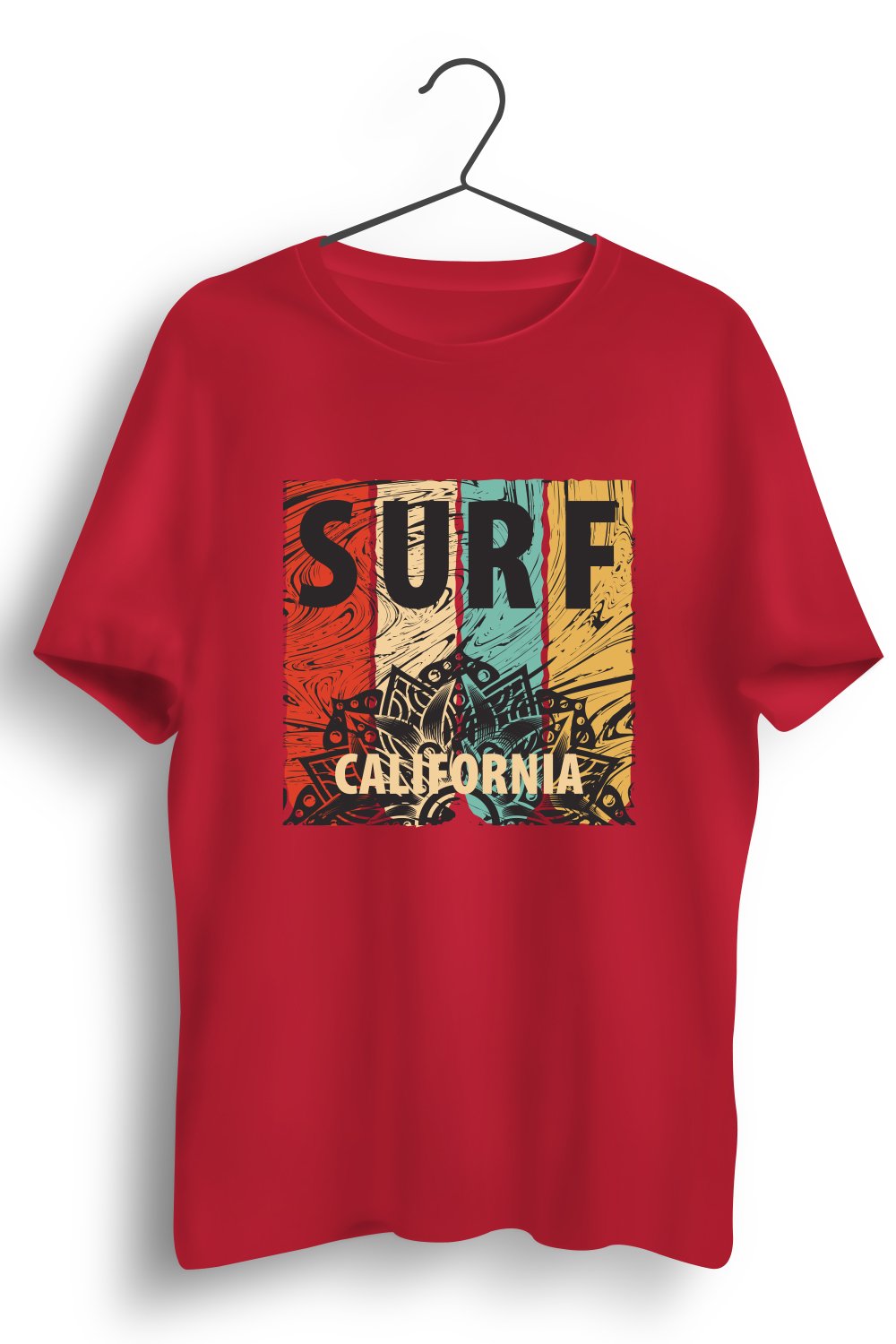 Surf California Graphic Printed Red Tshirt