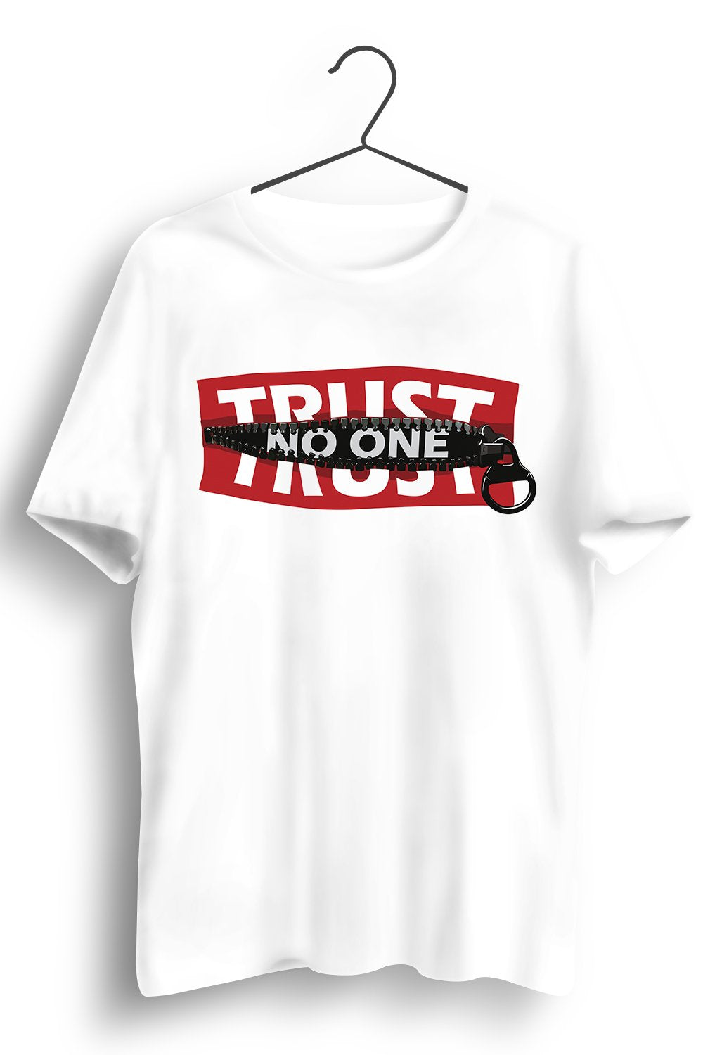 Trust No One Graphic Printed White Tshirt