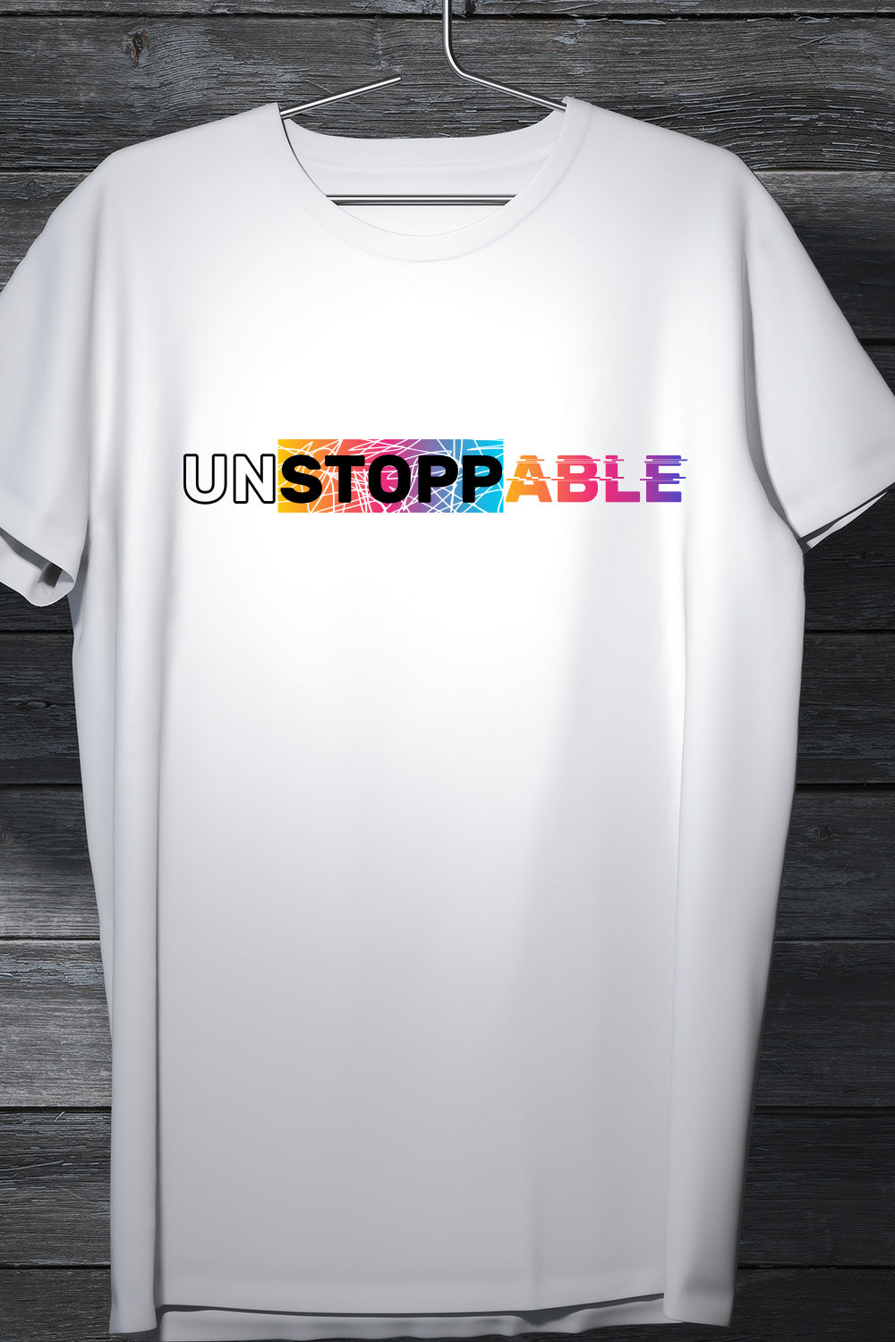Unstoppable Minimalistic Colored patch white Tee Casual