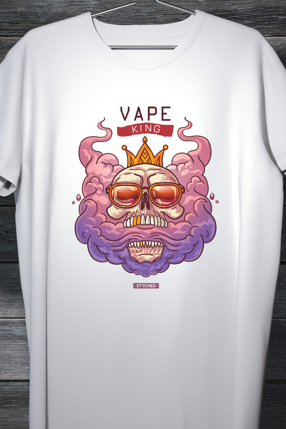 Vape King - Illustrative Graphic Designed T-Shirt White
