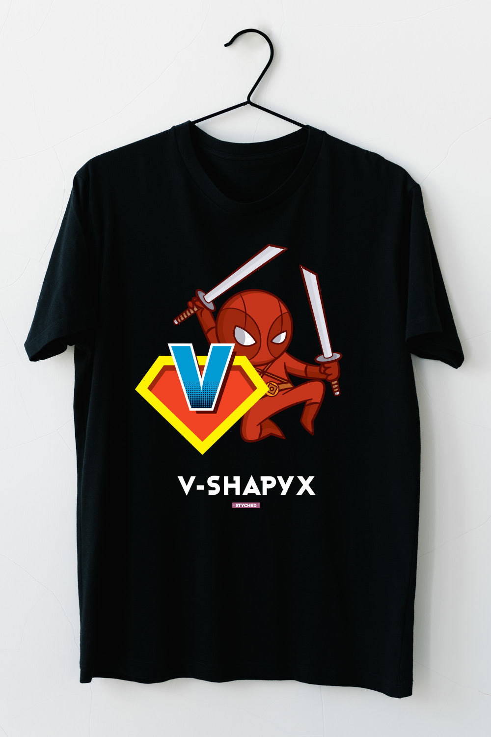 VShapyx by Styched Black Dry-Fit T-Shirt