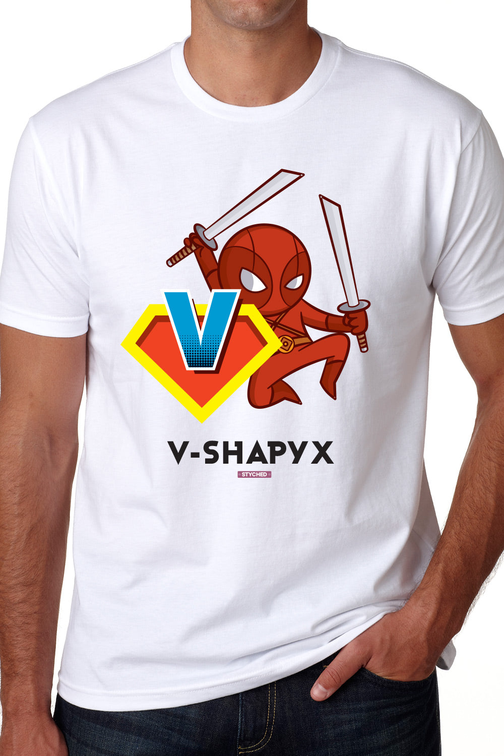 VShapyx by Styched White Dry-Fit T-Shirt