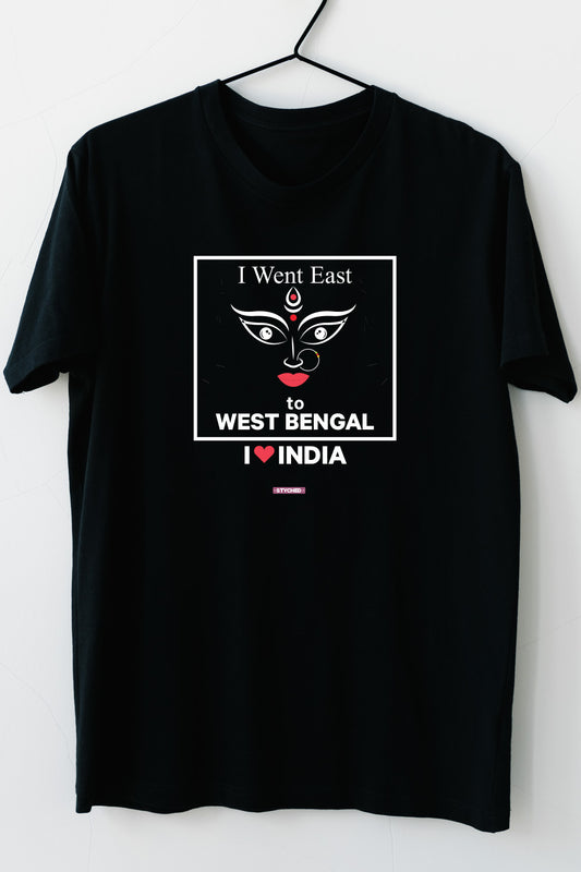 I love West Bengal - Styched in India Graphic T-Shirt Black Color