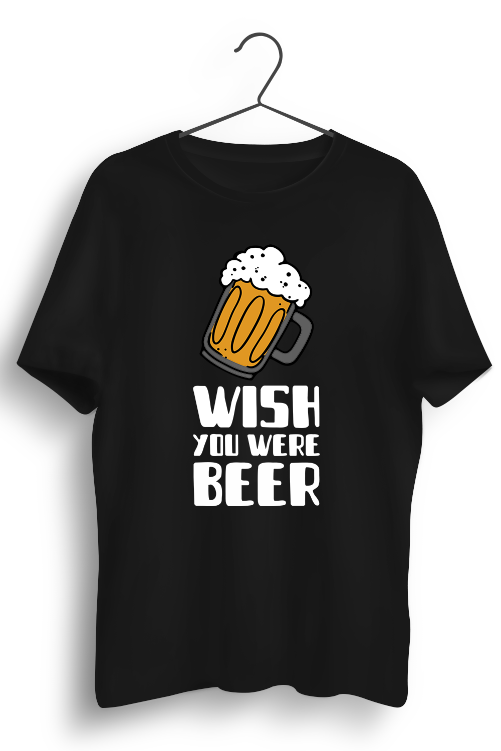 Wish You Were Beer Graphic Printed Black Tshirt