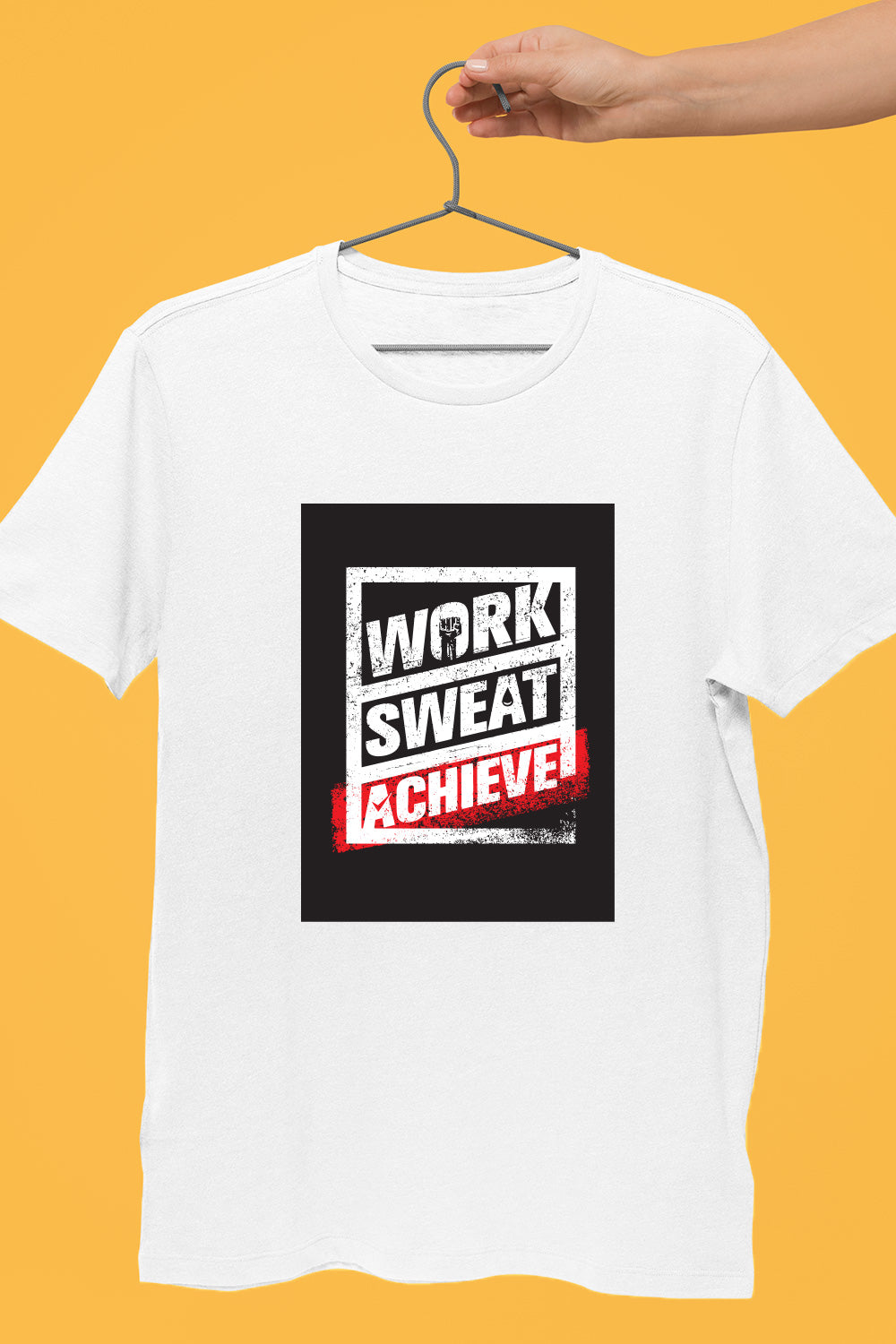 Work Sweat Achieve White Dry-Fit T-Shirt