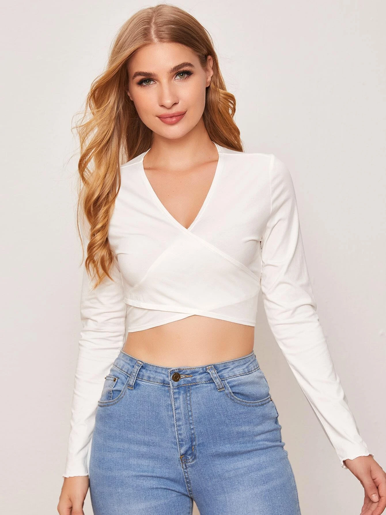 Wrap Front Crop Top White